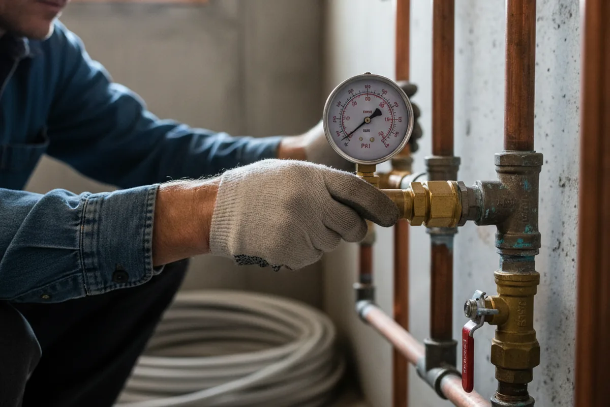 Pressure testing a repaired line during Water Line Repair in Ripon
